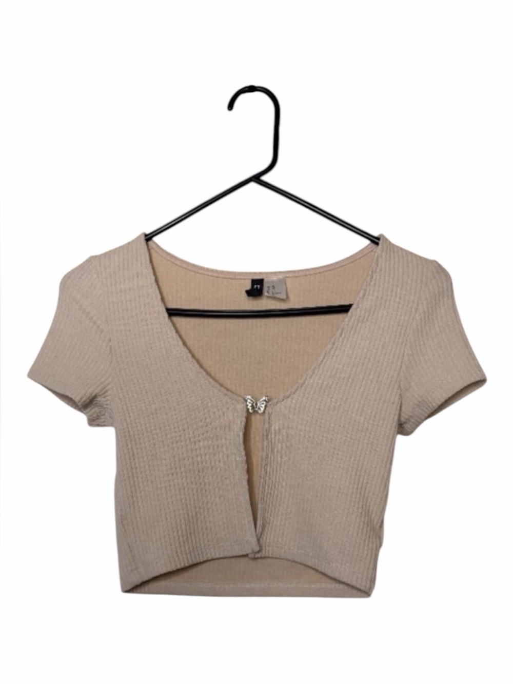 DIVIDED by H&M XS Women's Beige Butterfly Detail Crop Top